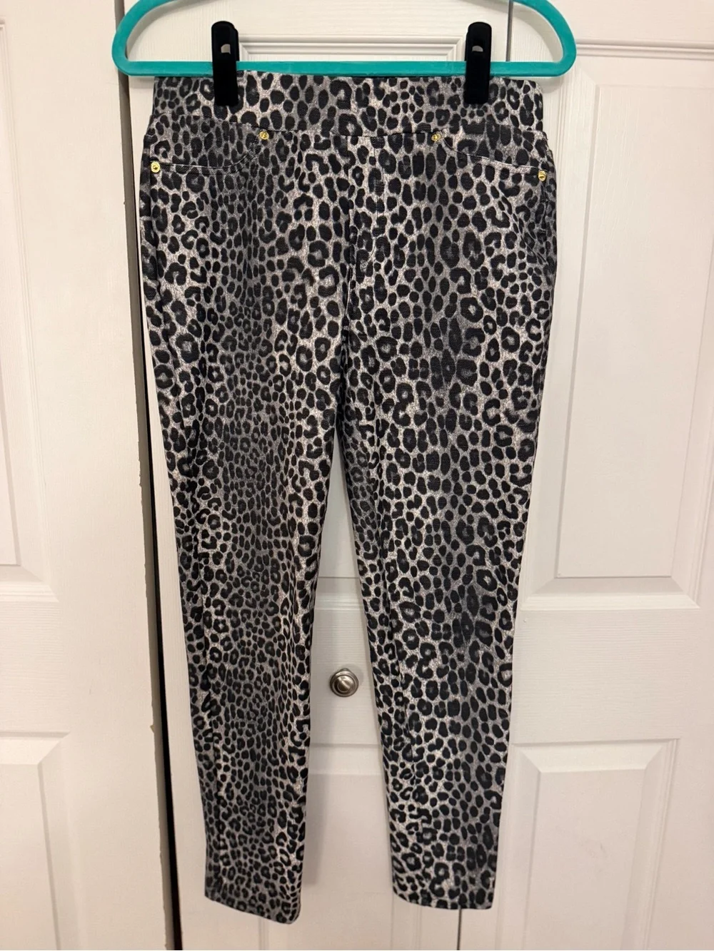 Michael Kors Black and Gray Leopard Skinny Jeans